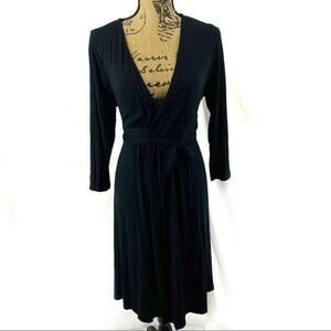 Liz Lange Maternity Black 3/4 Sleeve Dress Tie Waist Large